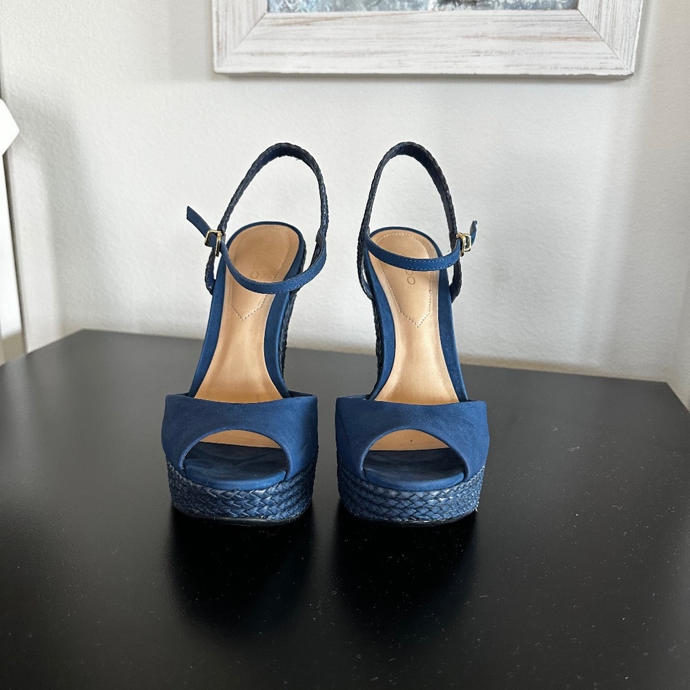 Aldo Blue Wedge Sandals